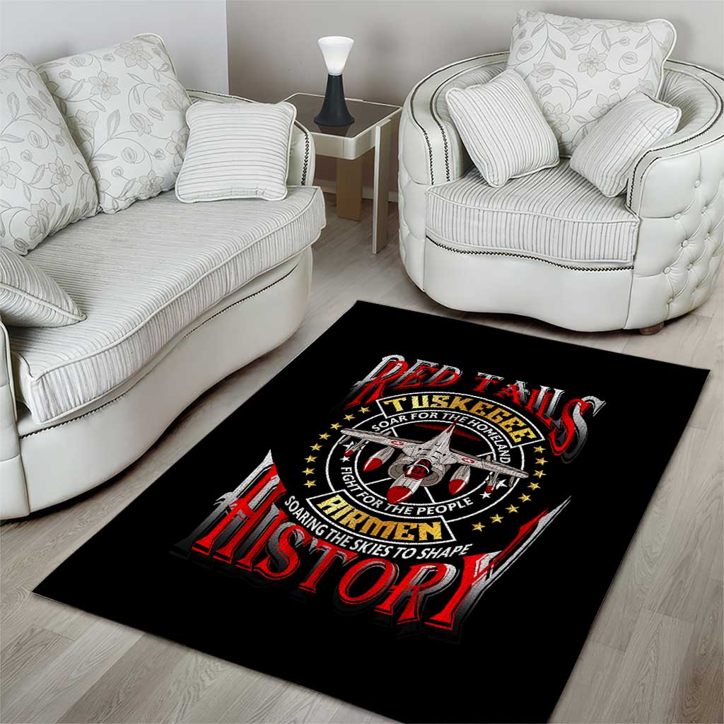 Red Tails Tuskegee Airmen Area Rug Black History Fighter Plane Patriotic Tribute - African Pride