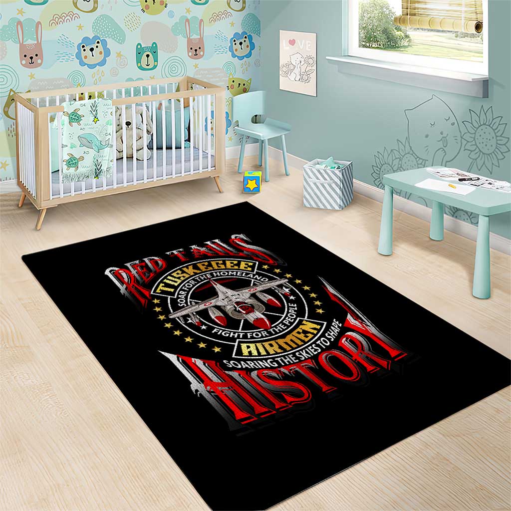 Red Tails Tuskegee Airmen Area Rug Black History Fighter Plane Patriotic Tribute - African Pride