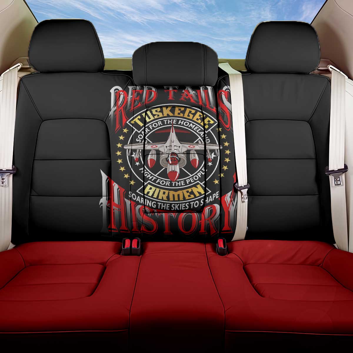Red Tails Tuskegee Airmen Back Car Seat Cover Black History Fighter Plane Patriotic Tribute - African Pride