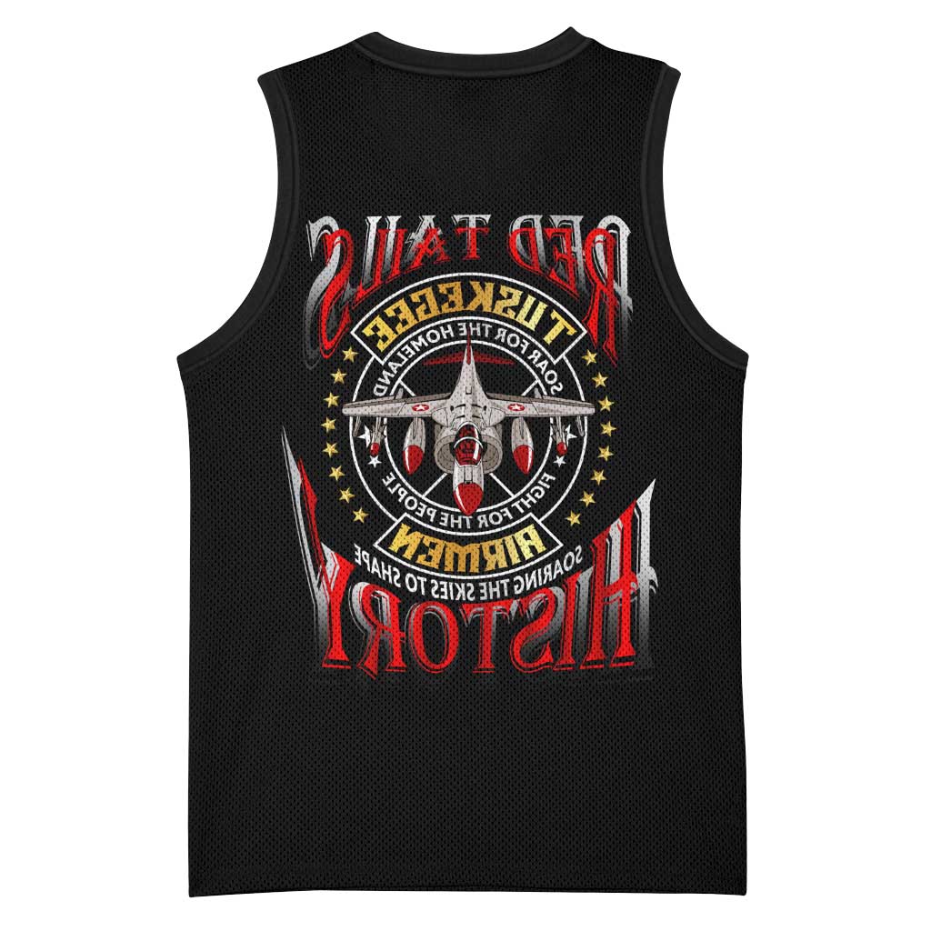 Red Tails Tuskegee Airmen Basketball Jersey Black History Fighter Plane Patriotic Tribute - African Pride