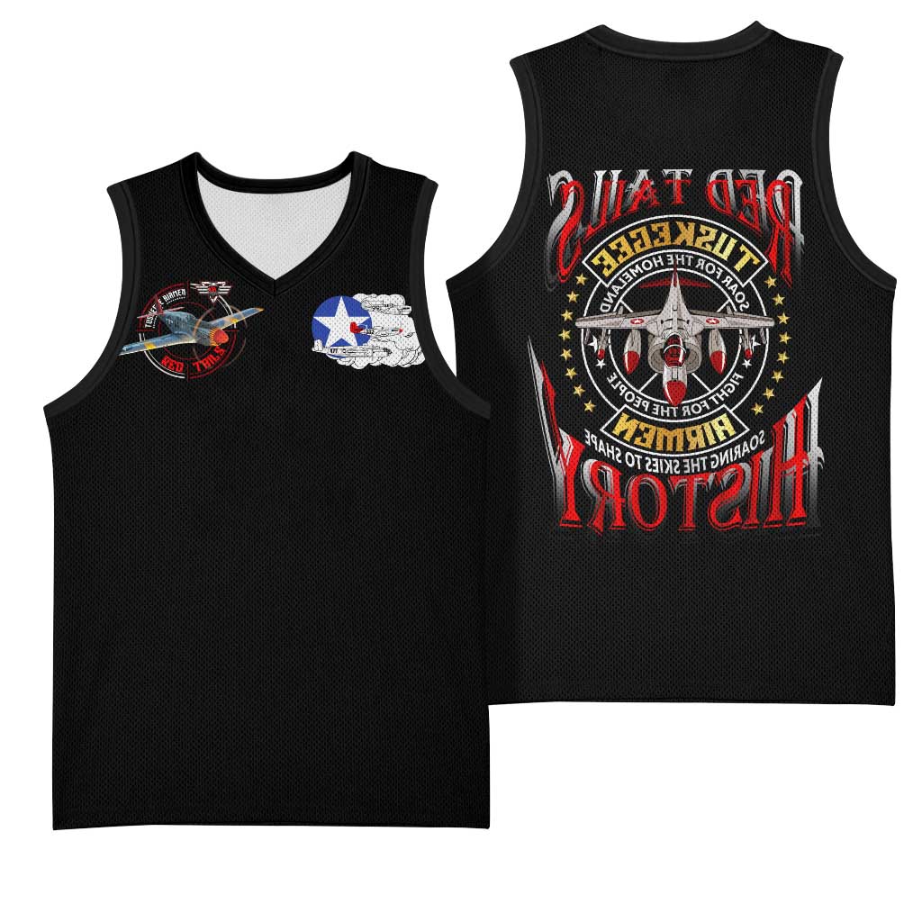 Red Tails Tuskegee Airmen Basketball Jersey Black History Fighter Plane Patriotic Tribute - African Pride