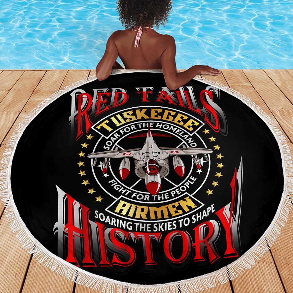Red Tails Tuskegee Airmen Beach Blanket Black History Fighter Plane Patriotic Tribute - African Pride