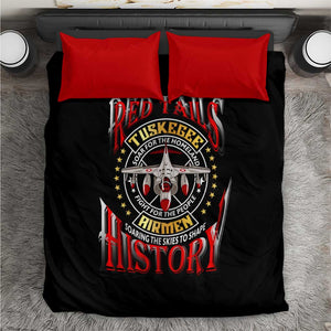 Red Tails Tuskegee Airmen Bedding Set Black History Fighter Plane Patriotic Tribute - African Pride