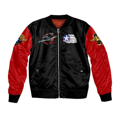 Red Tails Tuskegee Airmen Bomber Jacket Black History Fighter Plane Patriotic Tribute - African Pride