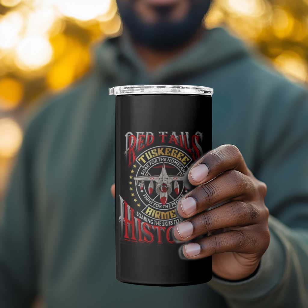 Red Tails Tuskegee Airmen 4 in 1 Can Cooler Tumbler Black History Fighter Plane Patriotic Tribute - African Pride