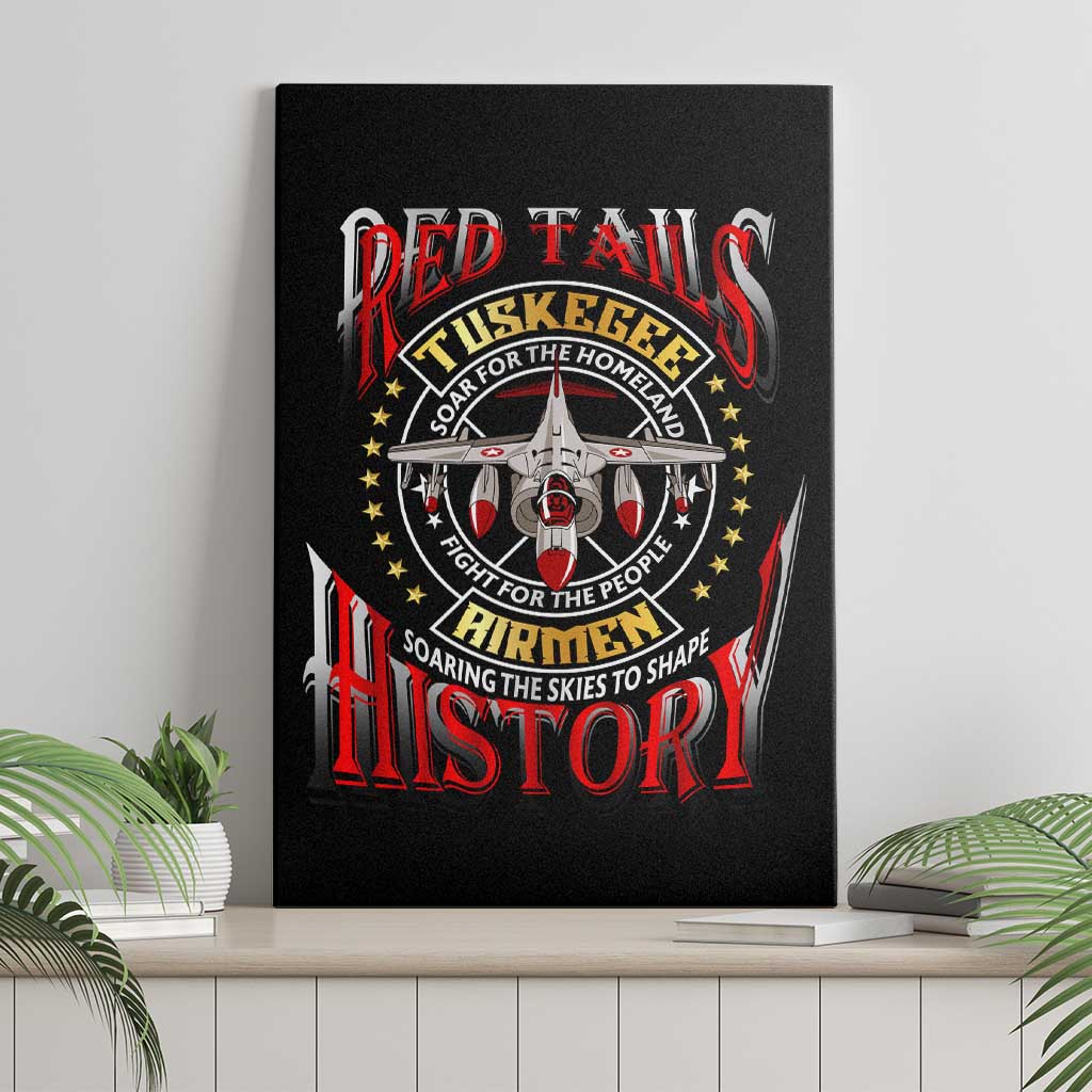 Red Tails Tuskegee Airmen Canvas Wall Art Black History Fighter Plane Patriotic Tribute - African Pride