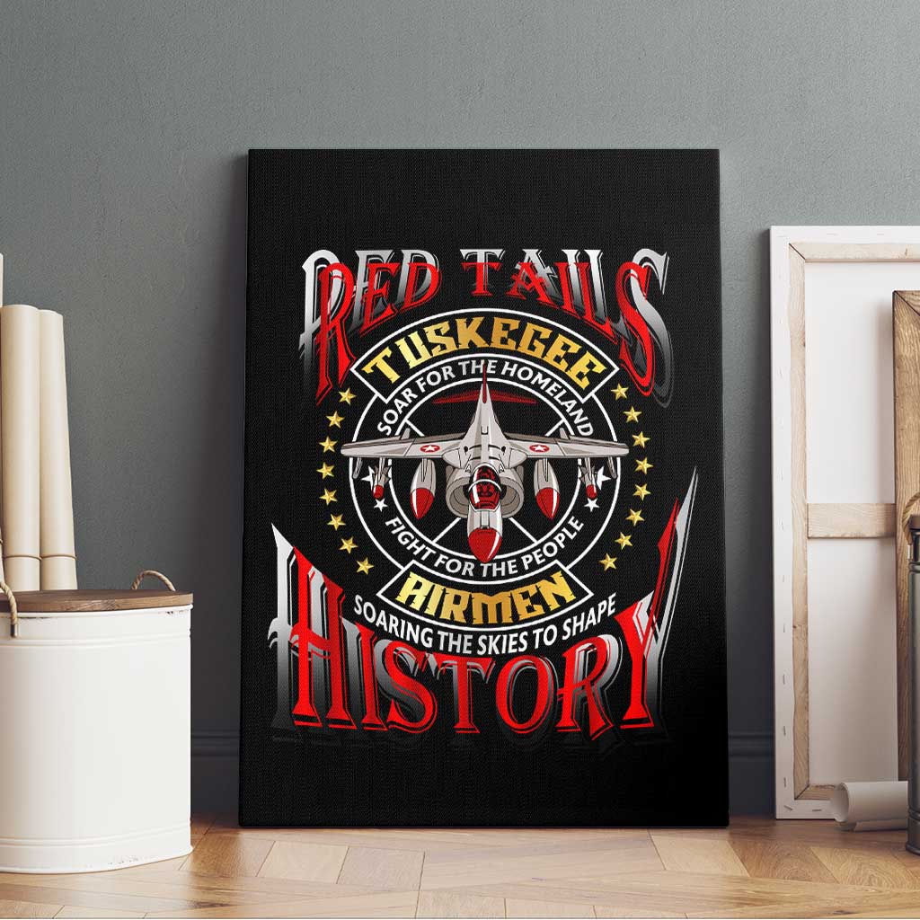 Red Tails Tuskegee Airmen Canvas Wall Art Black History Fighter Plane Patriotic Tribute - African Pride