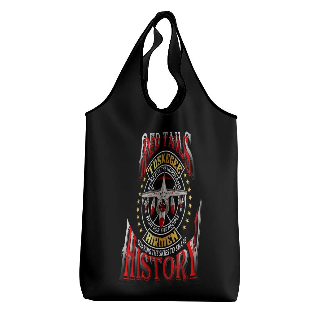 Red Tails Tuskegee Airmen Grocery Bag Black History Fighter Plane Patriotic Tribute - African Pride