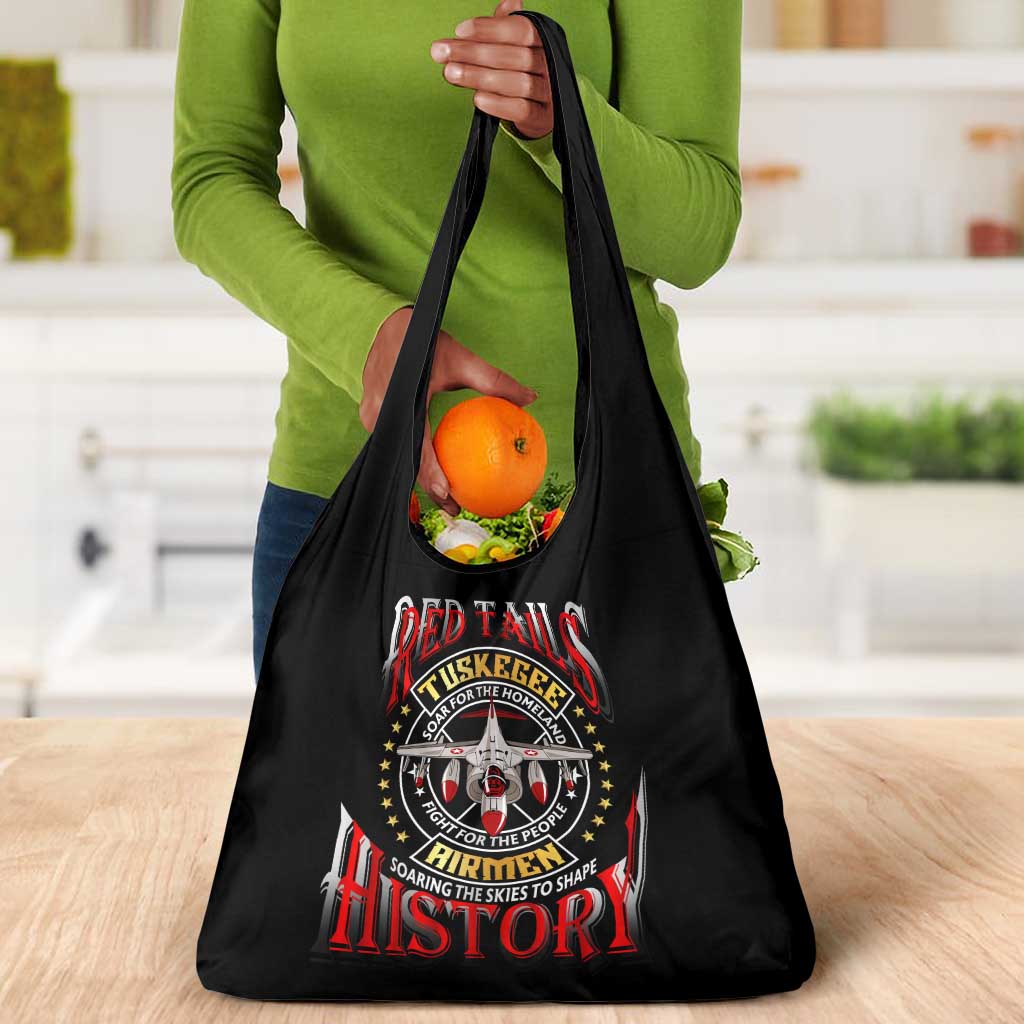 Red Tails Tuskegee Airmen Grocery Bag Black History Fighter Plane Patriotic Tribute - African Pride