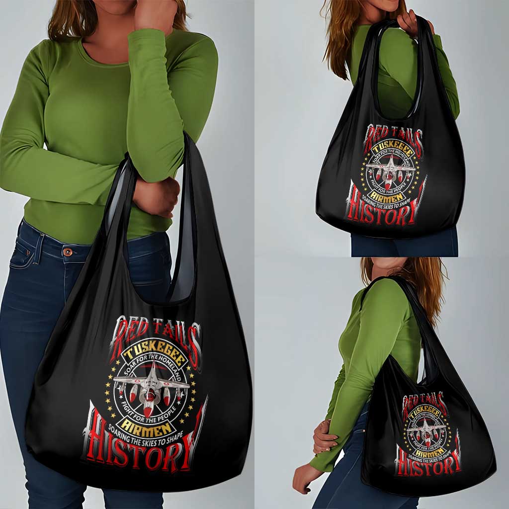 Red Tails Tuskegee Airmen Grocery Bag Black History Fighter Plane Patriotic Tribute - African Pride