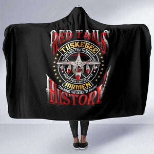 Red Tails Tuskegee Airmen Hooded Blanket Black History Fighter Plane Patriotic Tribute - African Pride