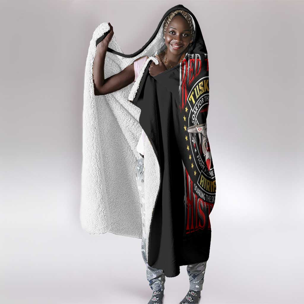Red Tails Tuskegee Airmen Hooded Blanket Black History Fighter Plane Patriotic Tribute - African Pride
