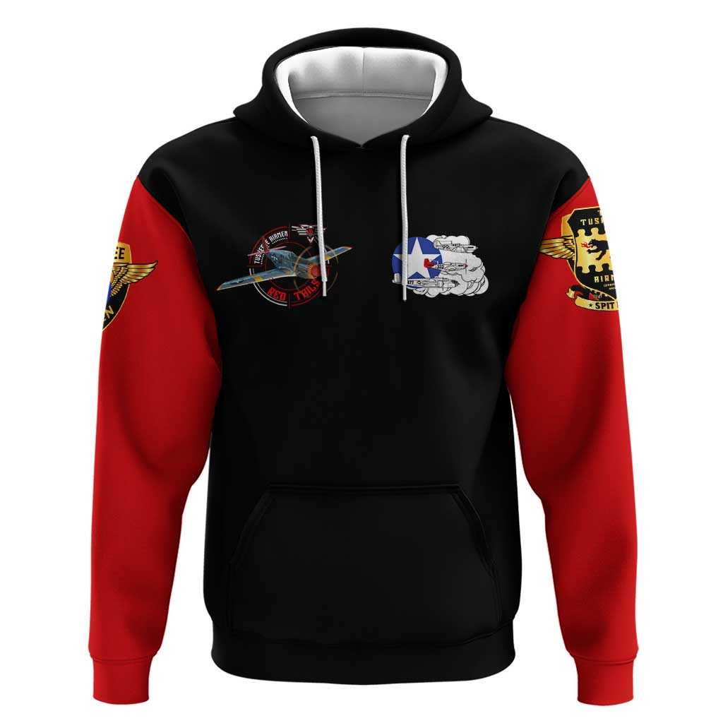 Red Tails Tuskegee Airmen Hoodie Black History Fighter Plane Patriotic Tribute - African Pride