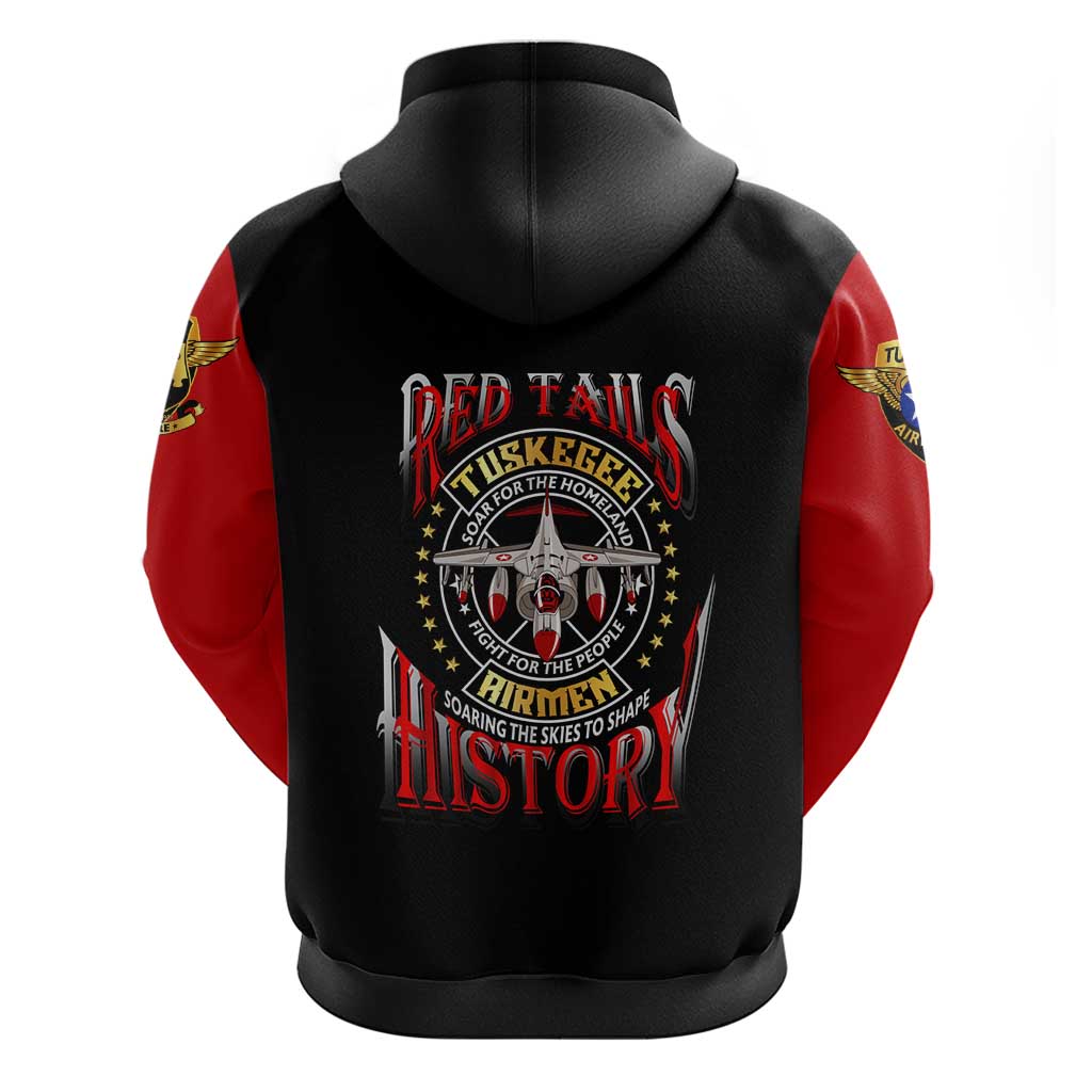 Red Tails Tuskegee Airmen Hoodie Black History Fighter Plane Patriotic Tribute - African Pride