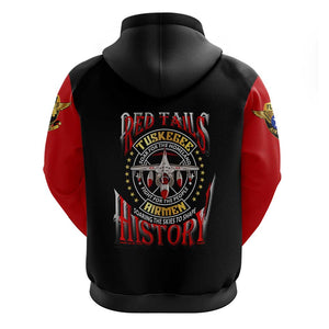 Red Tails Tuskegee Airmen Hoodie Black History Fighter Plane Patriotic Tribute - African Pride