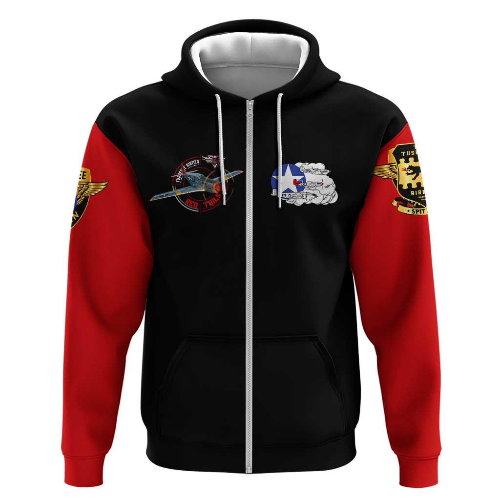 Red Tails Tuskegee Airmen Hoodie Black History Fighter Plane Patriotic Tribute - African Pride