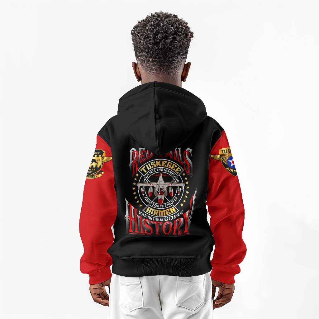 Red Tails Tuskegee Airmen Kid Hoodie Black History Fighter Plane Patriotic Tribute - African Pride