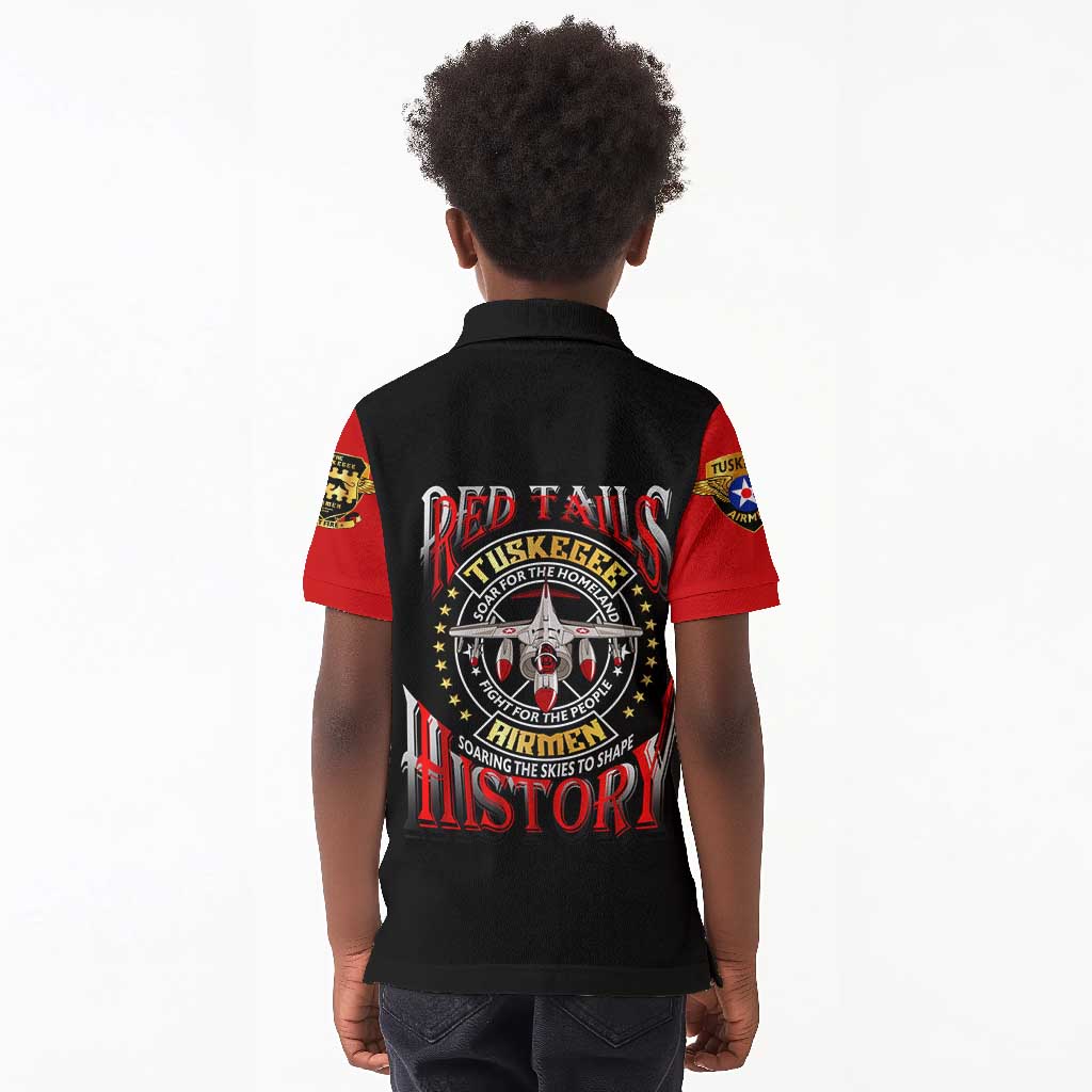 Red Tails Tuskegee Airmen Kid Polo Shirt Black History Fighter Plane Patriotic Tribute - African Pride