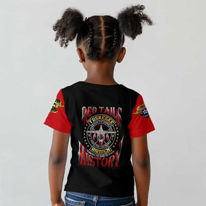 Red Tails Tuskegee Airmen Kid T shirt Black History Fighter Plane Patriotic Tribute - African Pride