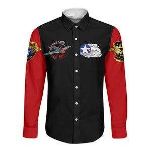 Red Tails Tuskegee Airmen Long Sleeve Button Shirt Black History Fighter Plane Patriotic Tribute - African Pride