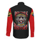 Red Tails Tuskegee Airmen Long Sleeve Button Shirt Black History Fighter Plane Patriotic Tribute - African Pride