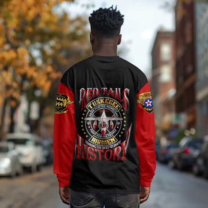 Red Tails Tuskegee Airmen Long Sleeve Shirt Black History Fighter Plane Patriotic Tribute - African Pride