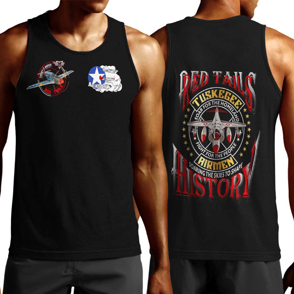 Red Tails Tuskegee Airmen Men Tank Top Black History Fighter Plane Patriotic Tribute - African Pride