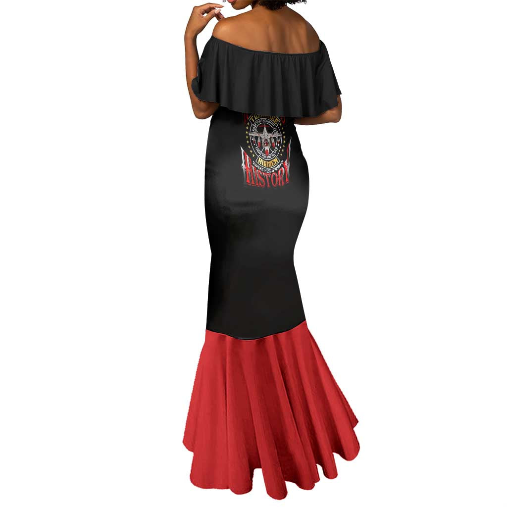 Red Tails Tuskegee Airmen Mermaid Dress Black History Fighter Plane Patriotic Tribute - African Pride