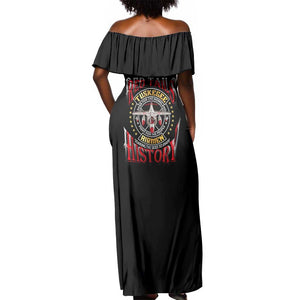 Red Tails Tuskegee Airmen Off Shoulder Maxi Dress Black History Fighter Plane Patriotic Tribute - African Pride