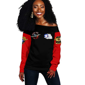Red Tails Tuskegee Airmen Off Shoulder Sweater Black History Fighter Plane Patriotic Tribute - African Pride