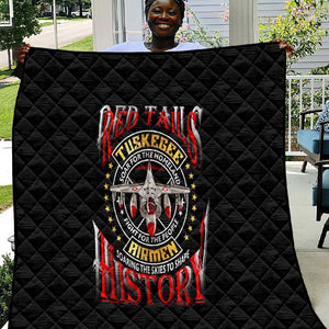 Red Tails Tuskegee Airmen Quilt Black History Fighter Plane Patriotic Tribute - African Pride