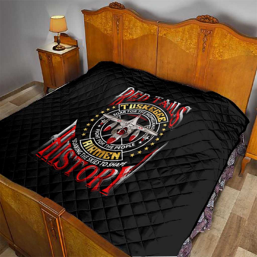 Red Tails Tuskegee Airmen Quilt Black History Fighter Plane Patriotic Tribute - African Pride