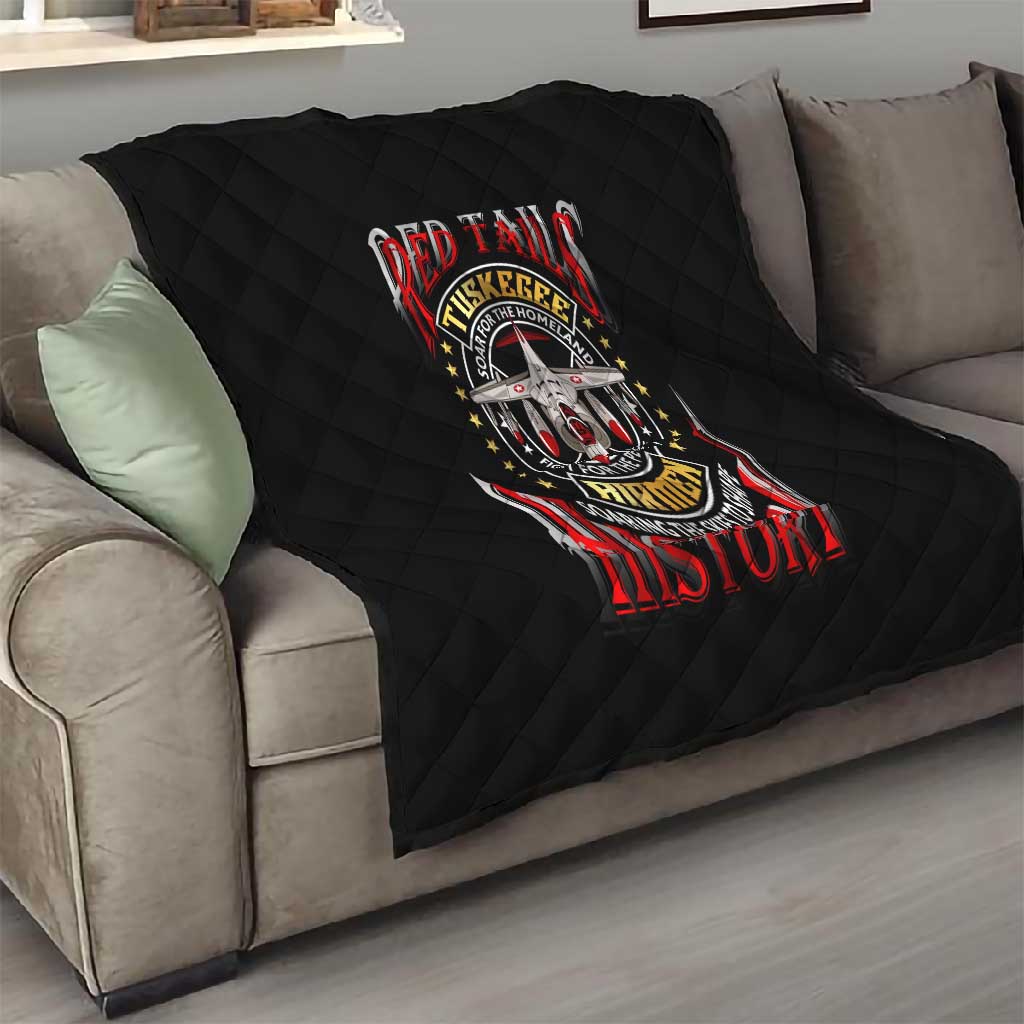 Red Tails Tuskegee Airmen Quilt Black History Fighter Plane Patriotic Tribute - African Pride