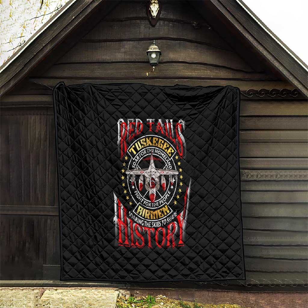 Red Tails Tuskegee Airmen Quilt Black History Fighter Plane Patriotic Tribute - African Pride