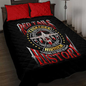 Red Tails Tuskegee Airmen Quilt Bed Set Black History Fighter Plane Patriotic Tribute - African Pride