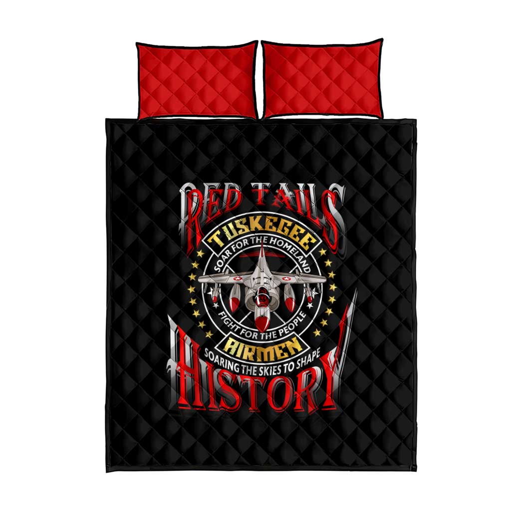 Red Tails Tuskegee Airmen Quilt Bed Set Black History Fighter Plane Patriotic Tribute - African Pride