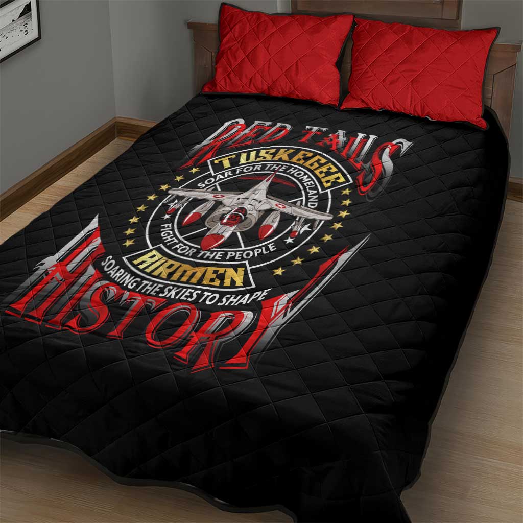 Red Tails Tuskegee Airmen Quilt Bed Set Black History Fighter Plane Patriotic Tribute - African Pride