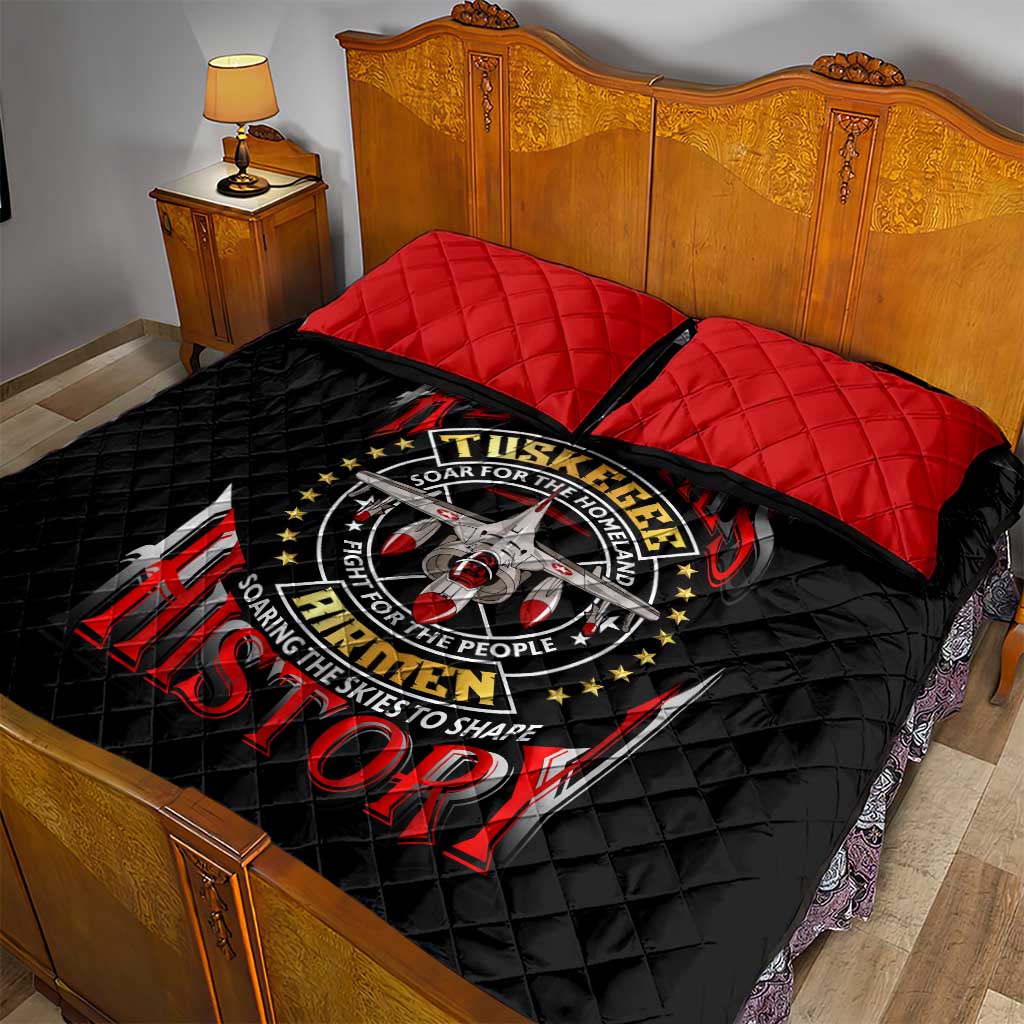 Red Tails Tuskegee Airmen Quilt Bed Set Black History Fighter Plane Patriotic Tribute - African Pride