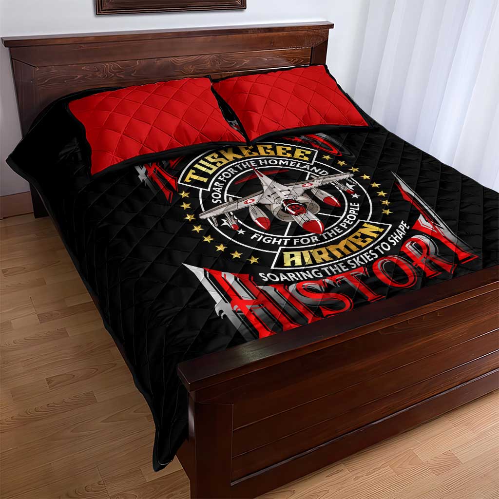 Red Tails Tuskegee Airmen Quilt Bed Set Black History Fighter Plane Patriotic Tribute - African Pride