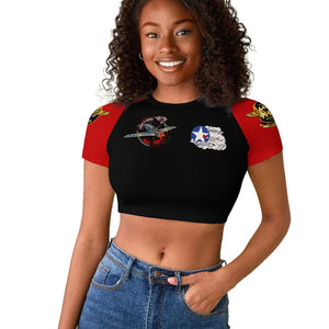 Red Tails Tuskegee Airmen Raglan Cropped T shirt Black History Fighter Plane Patriotic Tribute - African Pride