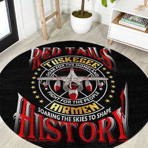 Red Tails Tuskegee Airmen Round Carpet Black History Fighter Plane Patriotic Tribute - African Pride