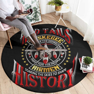 Red Tails Tuskegee Airmen Round Carpet Black History Fighter Plane Patriotic Tribute - African Pride