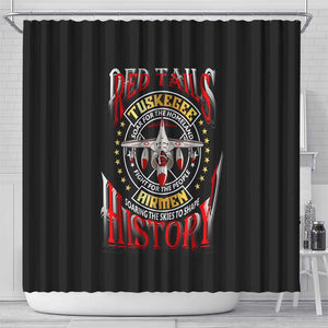 Red Tails Tuskegee Airmen Shower Curtain Black History Fighter Plane Patriotic Tribute - African Pride