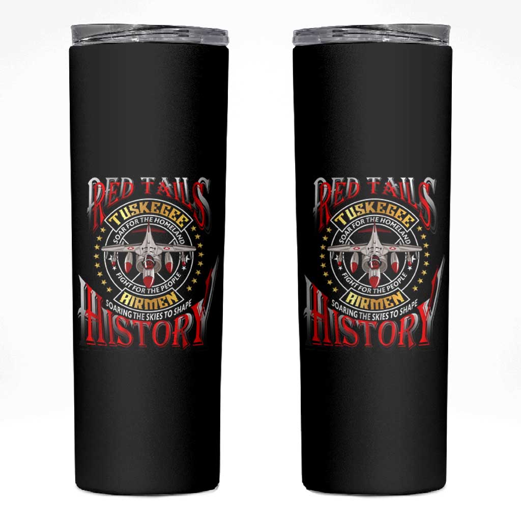 Red Tails Tuskegee Airmen Skinny Tumbler Black History Fighter Plane Patriotic Tribute - African Pride