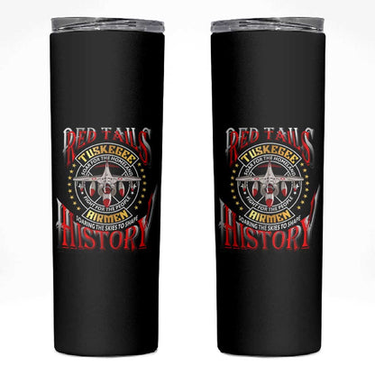 Red Tails Tuskegee Airmen Skinny Tumbler Black History Fighter Plane Patriotic Tribute - African Pride
