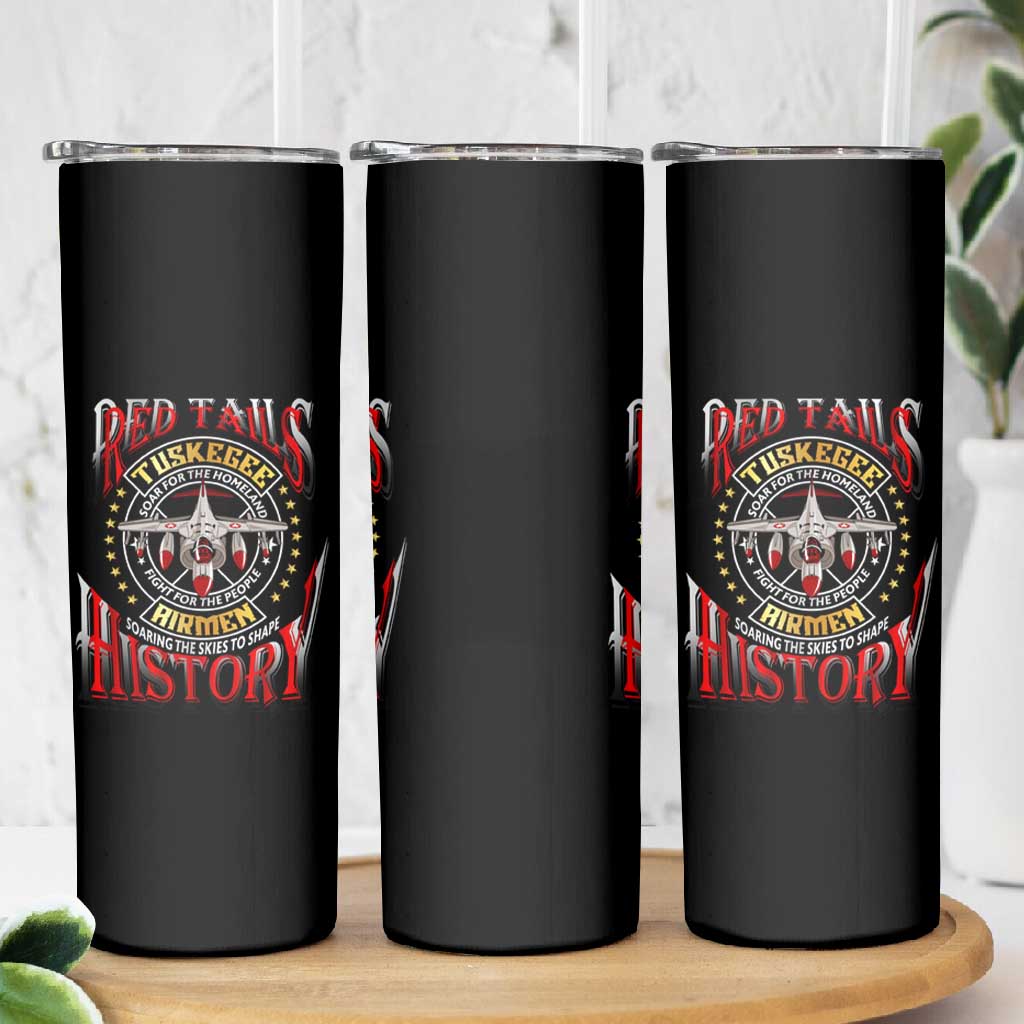 Red Tails Tuskegee Airmen Skinny Tumbler Black History Fighter Plane Patriotic Tribute - African Pride