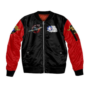 Red Tails Tuskegee Airmen Sleeve Zip Bomber Jacket Black History Fighter Plane Patriotic Tribute - African Pride