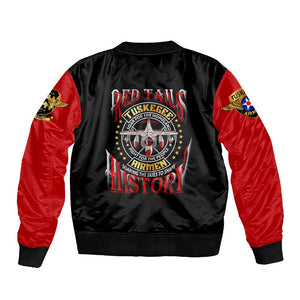 Red Tails Tuskegee Airmen Sleeve Zip Bomber Jacket Black History Fighter Plane Patriotic Tribute - African Pride