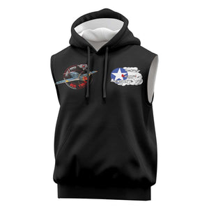 Red Tails Tuskegee Airmen Sleeveless Hoodie Black History Fighter Plane Patriotic Tribute - African Pride