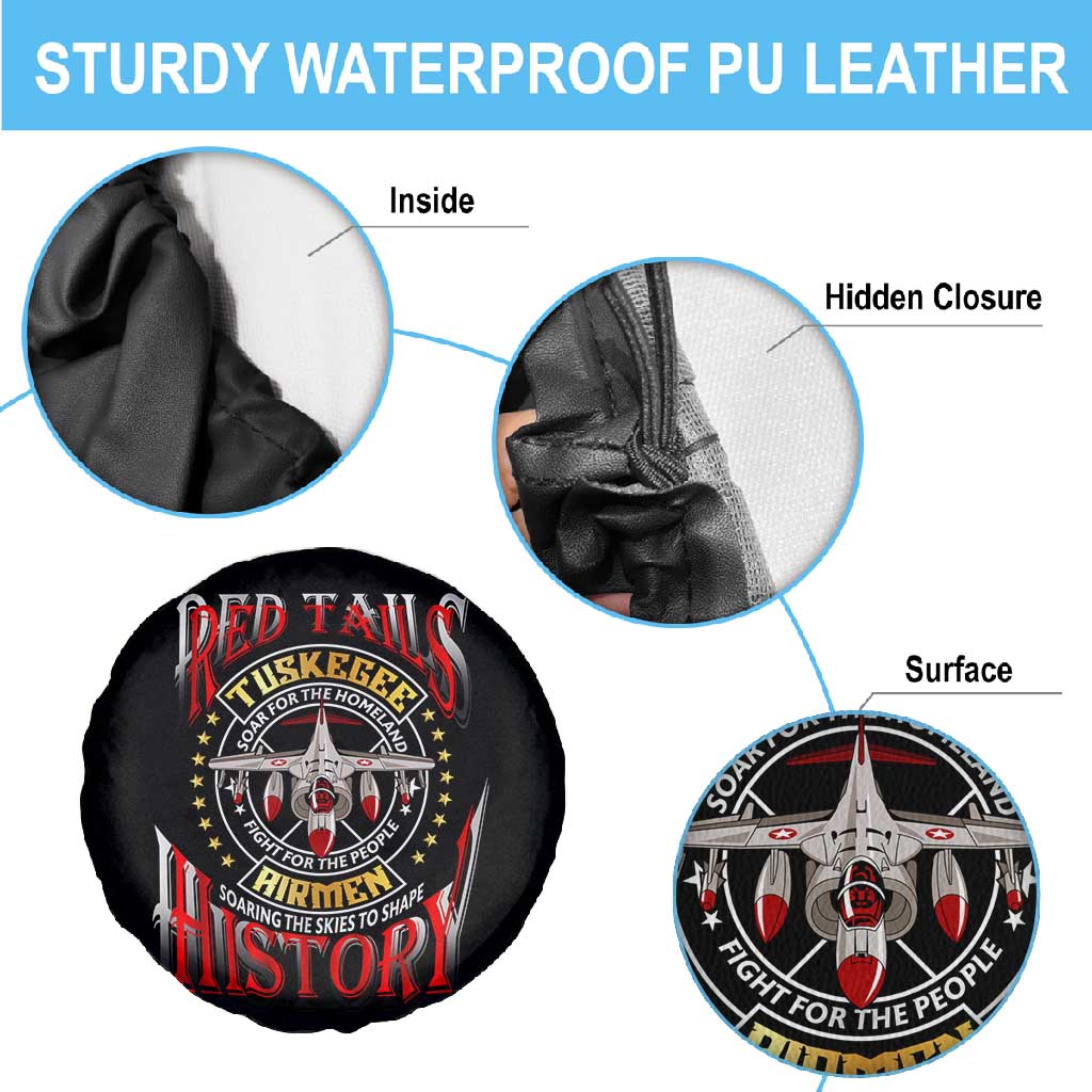 Red Tails Tuskegee Airmen Spare Tire Cover Black History Fighter Plane Patriotic Tribute - African Pride
